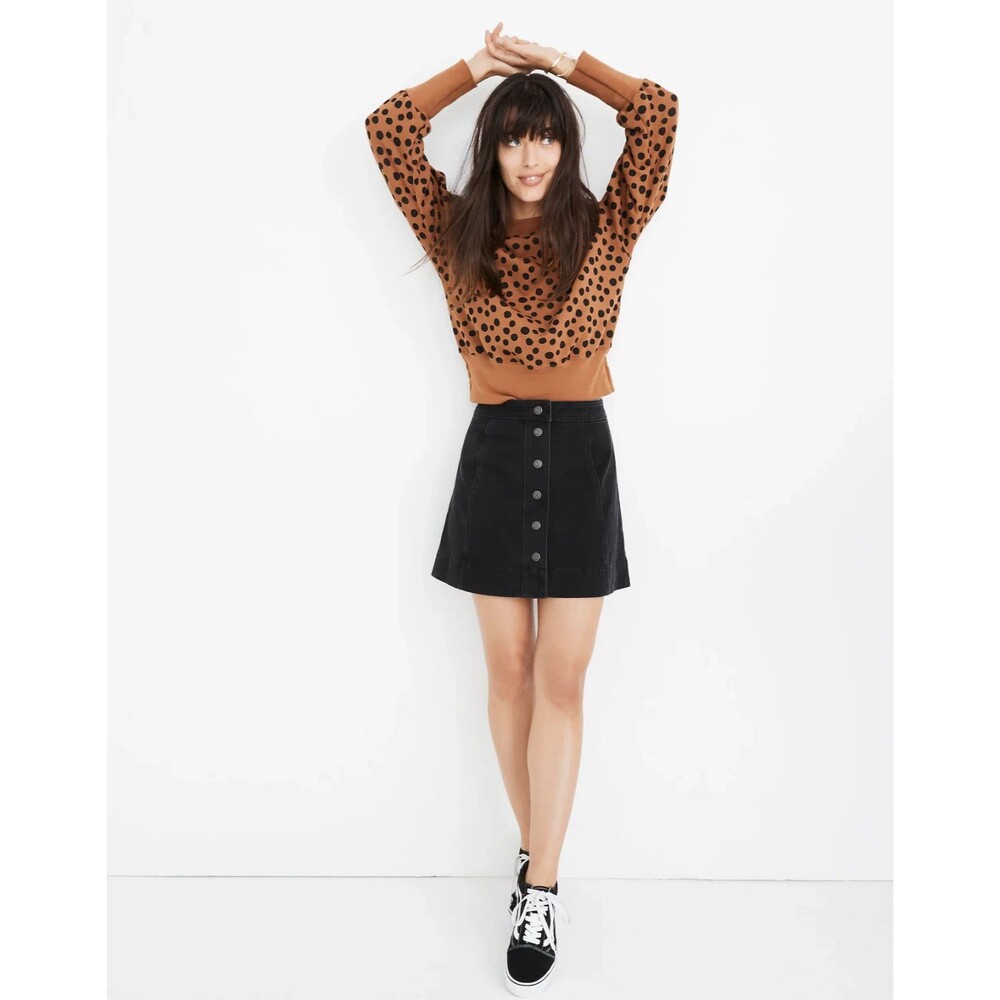 MADEWELL Metropolis Snap Jean Skirt 2 Rawley Black Mini Straight Snaps EUC B63